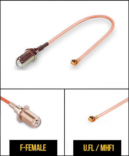 Пигтейл радиочастный (переходник) F-female - U.FL (IPEX), кабель RG316, 50 Ом, 15 см, 1 шт