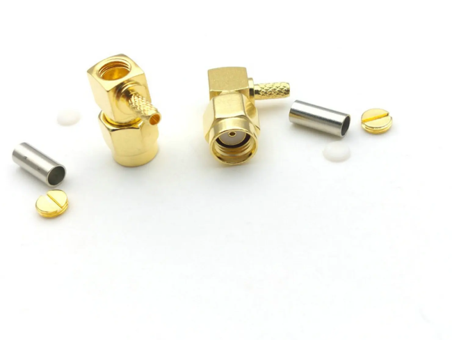 Разъем RP-SMA-male угловой, под кабель RG174, RG178, RG316, 50 Ом, обжимной под пайку, 10 шт. Разъем RP-SMA-male угловой, под кабель RG174, RG178, RG316, 50 Ом, обжимной под пайку, 10 шт.
