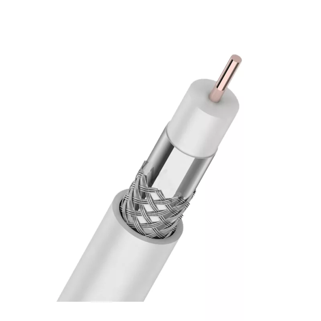 Кабель коаксиальный RG-6U, 75 Ом, омедненная сталь, оплетка 48 аллюминиевые нити, белый, Netko, 10 метров Кабель коаксиальный RG-6U, 75 Ом, омедненная сталь, оплетка 48 аллюминиевые нити, белый, Netko, 10 метров