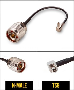 Комплект пигтейлов N-male - TS9, кабель RG174, 50 Ом, 15 см, 2 шт