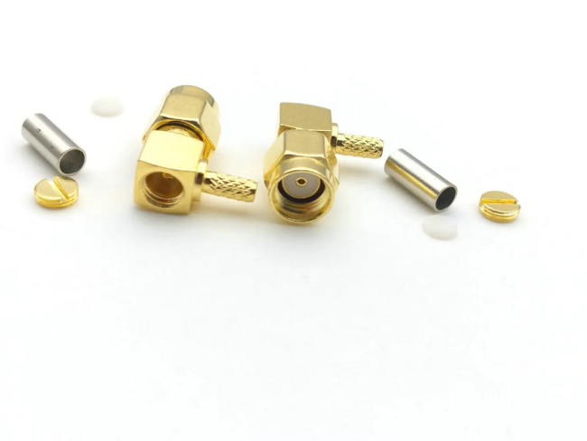 Разъем RP-SMA-male угловой, под кабель RG174, RG178, RG316, 50 Ом, обжимной под пайку, 20 шт.