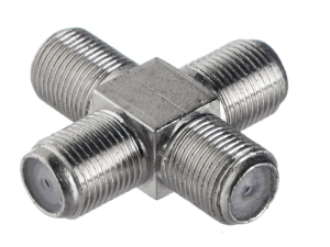 Разветвитель F-female на 4 разъема, крестовой переходник, цинк, покрытие никель, Netko, 20 шт