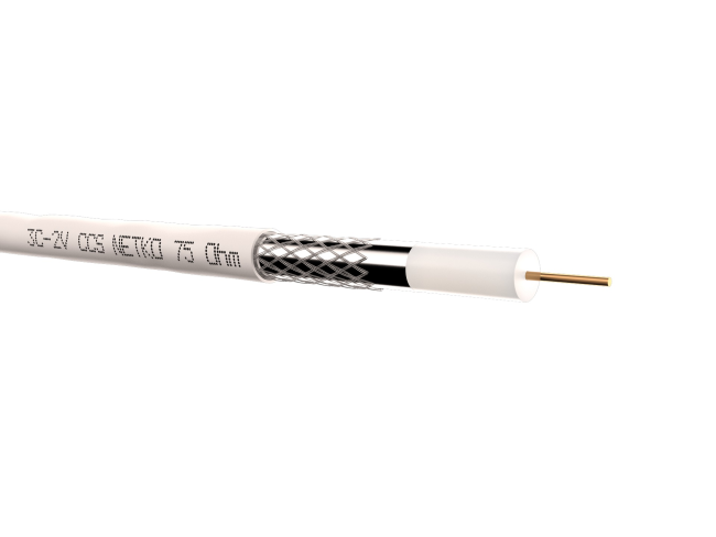 Кабель коаксиальный 3C-2V, 75 Ом (CCS, оплетка 32 алюминиевые нити), Netko, 3 метра