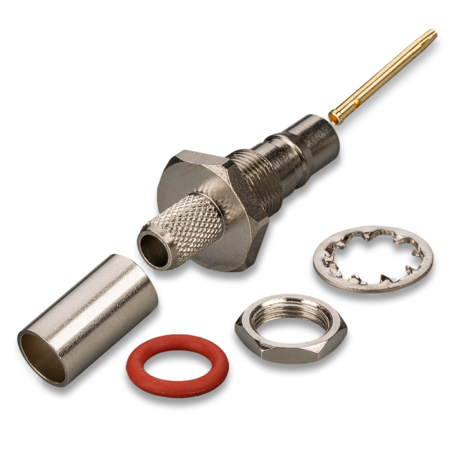 Разъем QMA-female под кабель RG-58, обжимной под пайку, 20 шт.