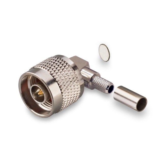Угловой разъем N-male под кабель RG-58 (N-111F), обжимной под пайку, 2 шт.