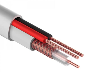 Кабель коаксиальный КВК-В, (медный проводник, оплетка 80 нитей CCA) с кабелем питания 2x0.75мм2 (медный), 70 метров