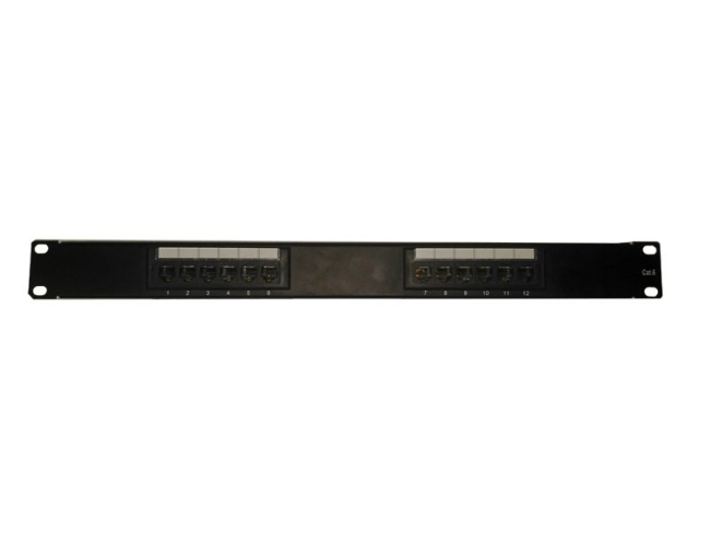 Патч-панель UTP, 19', 12 портов, RJ45, cat.6, 1U, 110 Type, черная