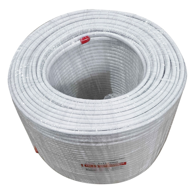 Кабель коаксиальный КВК-В, (медный проводник, оплетка 80 нитей CCA) с кабелем питания 2x0.75мм2 (медный), 80 метров