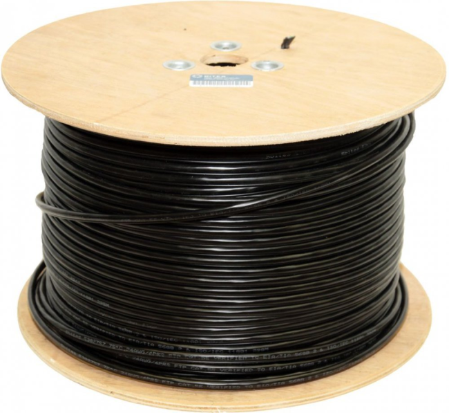 Кабель витая пара FTP 4 пары, чистая медь (BC), cat.5e, 24AWG, для внешней прокладки, черный, 15м. с коннекторами и колпачками в комплекте