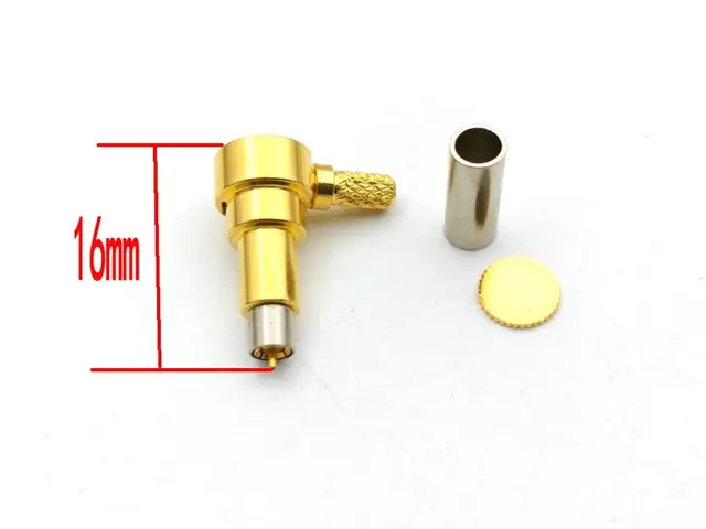 Разъем MS156-male 16mm угловой, под кабель RG174, RG178, RG316, 50 Ом, обжимной под пайку, 10 шт.