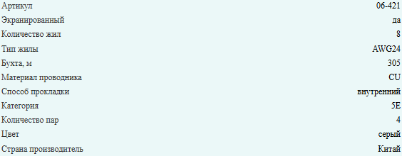 Кабель витая пара FTP (экранированный), внутренний, cat.5e, 4 пары, медный проводник, Eletec, 160 метров