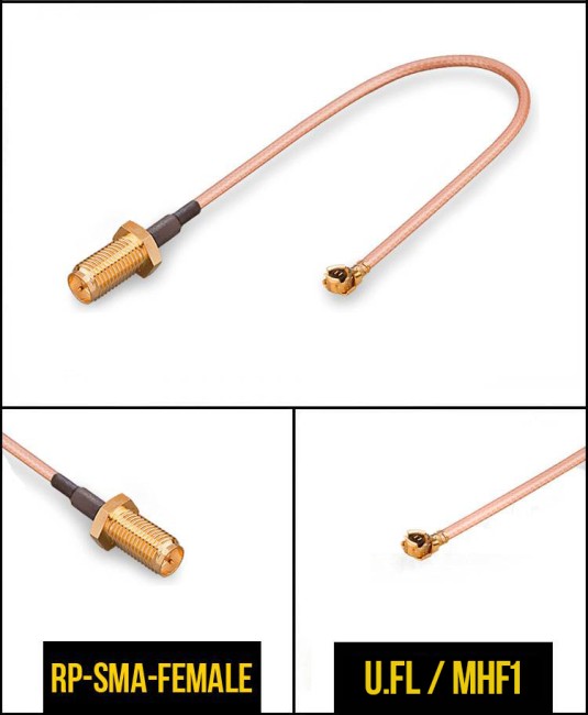 Комплект пигтейлов RP-SMA-female - U.FL (IPEX), кабель RG178, 50 Ом, 15 см, 2 шт