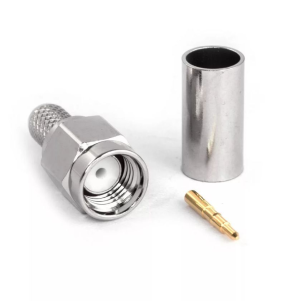 Разъем SMA-male под кабель RG58 (S-111F) 50 Ом, обжимной под пайку, серебряные, 2 шт.