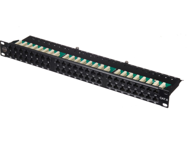 Патч-панель UTP, 19', 48 портов, RJ45, cat.6, 1U, Dual Type IDC, Netko