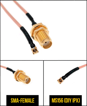 Комплект пигтейлов SMA-female - MS156 (DIY IPX), кабель RG178, 50 Ом, 15 см, 4 шт