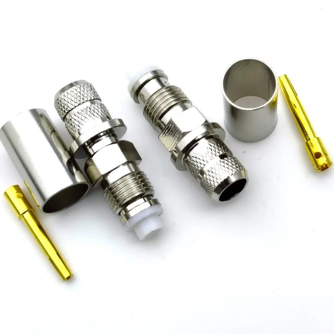 Разъем FME-female под кабель RG58 (RG-58), 50 Ом, обжимной под пайку, 1 шт.