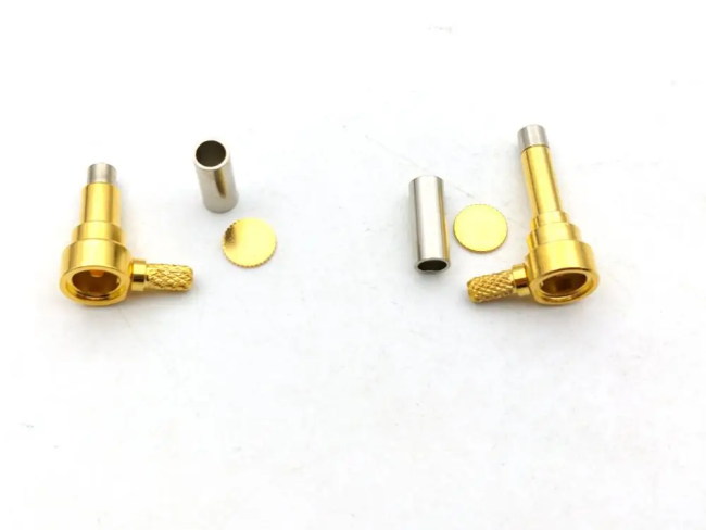 Разъем MS156-male 16mm угловой, под кабель RG174, RG178, RG316, 50 Ом, обжимной под пайку, 20 шт.