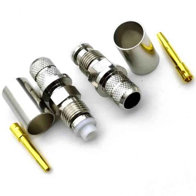 Разъем FME-female под кабель RG58 (RG-58), 50 Ом, обжимной под пайку, 10 шт.