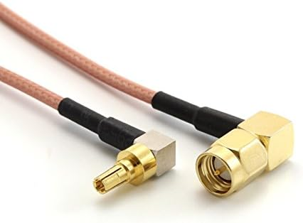 Пигтейл CRC9-male - SMA-male угловой,  кабель RG178, 20 см.