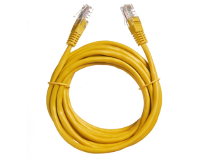 Патч корд 3 метра, UTP4, cat.5, медный, интернет кабель RJ45 с переходником RJ-45 на RJ-45 в комплекте, желтый