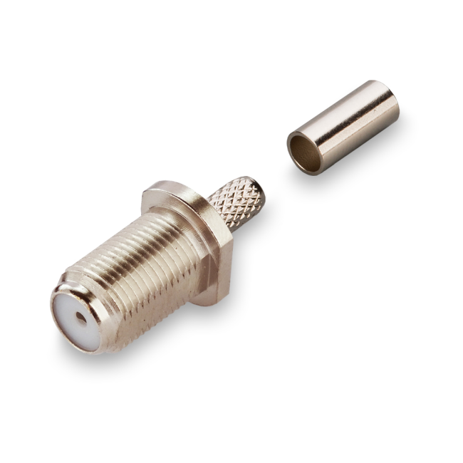 Разъем F-female под кабель RG58 (RG-58), 50 Ом, обжимной под пайку, 20 шт.