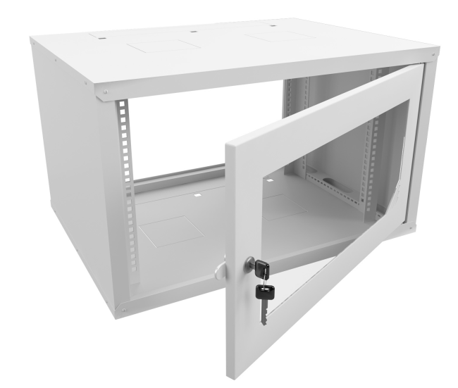 Шкаф настенный 12U серия NOP2 (600х600x623), передняя дверь стекло, разборный, серый Netko