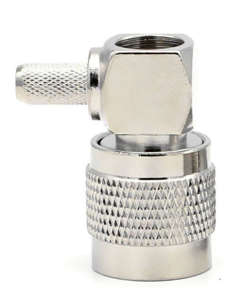 Угловой разъем TNC-male под кабель RG58 (RG-58), 50 Ом, обжимной под пайку, 2 шт.