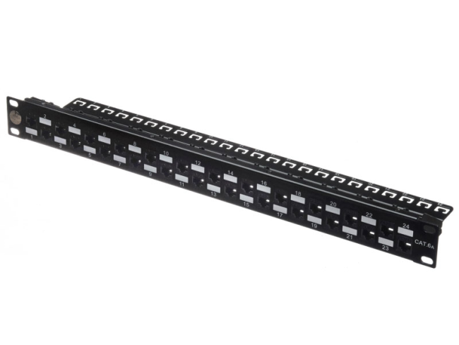 Патч-панель UTP, 19', 24 порта, RJ45, cat.6а, 1U, Dual Type IDC, Netko