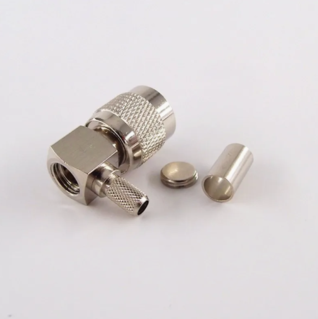 Угловой разъем TNC-male под кабель RG58 (RG-58), 50 Ом, обжимной под пайку, 4 шт.