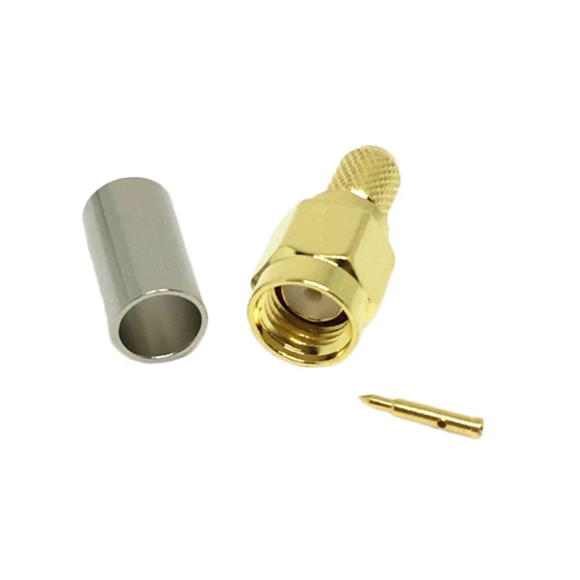 Разъем SMA-male под кабель RG58 (S-111F) 50 Ом, обжимной под пайку, 30 шт.