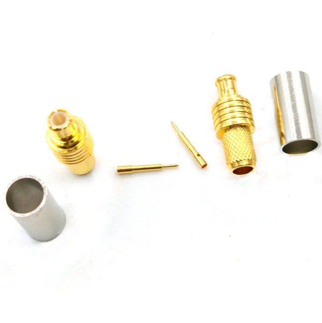 Разъем MCX-male под кабель RG58 (RG-58), 50 Ом, обжимной под пайку, 10 шт.