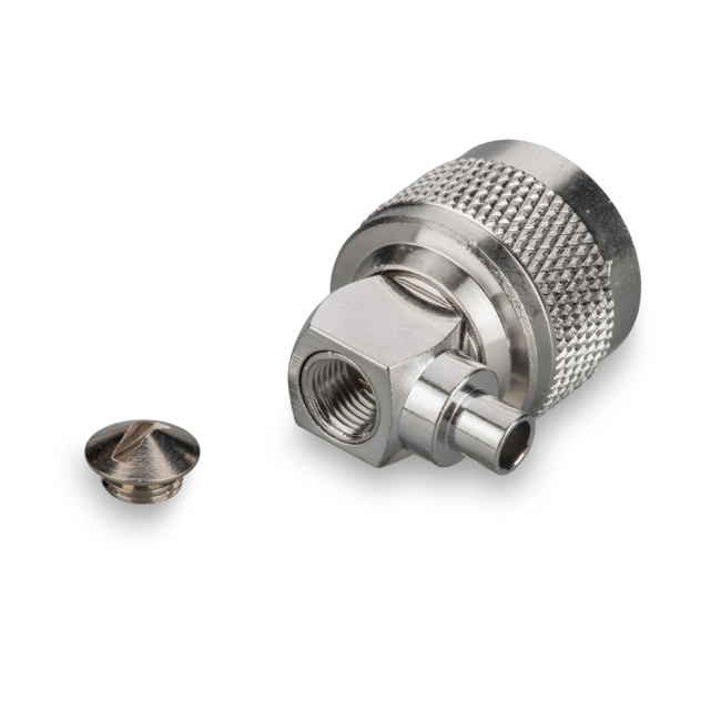 Разъем N-male угловой под полужесткий кабель RG402 (0.141''), сборный, под пайку, 100 шт. Разъем N-male угловой под полужесткий кабель RG402 (0.141''), сборный, под пайку, 100 шт.