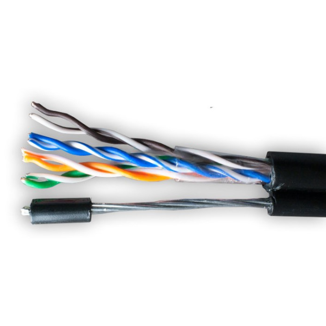 Кабель витая пара UTP уличный с тросом (многопроволочный 7х0,4), cat.5e, 4 пары, медный проводник, Eletec, 35 метров