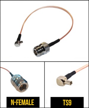 Пигтейл радиочастный (переходник) N-female - TS9, кабель RG316, 15 см, 50 Ом, 1 шт