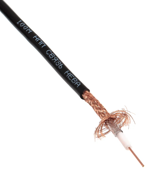 Кабель коаксиальный RG-58 A/U, медный проводник, моножильный, 50 Ом, оплетка луженая медь, черный, 90 метров Кабель коаксиальный RG-58 A/U, медный проводник, моножильный, 50 Ом, оплетка луженая медь, черный, 90 метров