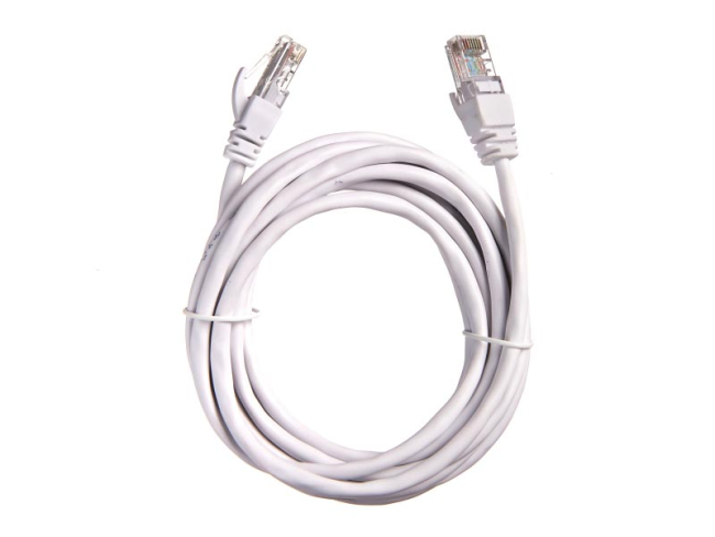 Патч корд 3 метра, UTP4, cat.5, медный, интернет кабель RJ45 с переходником RJ-45 на RJ-45 в комплекте, белый