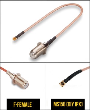 Комплект пигтейлов F-female - MS156, кабель RG178, 50 Ом, 15 см, 4 шт