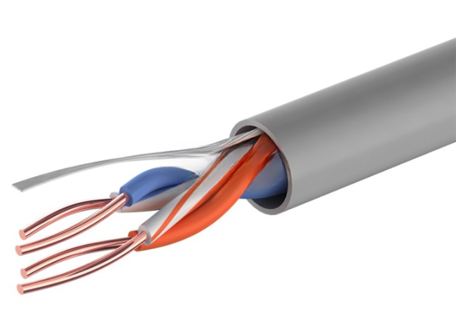 Кабель витая пара UTP, cat.5e, 2 пары 24AWG, медный проводник, Eletec, внутренний, 190 метров Кабель витая пара UTP, cat.5e, 2 пары 24AWG, медный проводник, Eletec, внутренний, 190 метров
