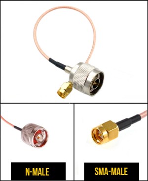 Пигтейл радиочастный (переходник) N-male - SMA-male, кабель RG316, 50 Ом, 15 см, 1 шт