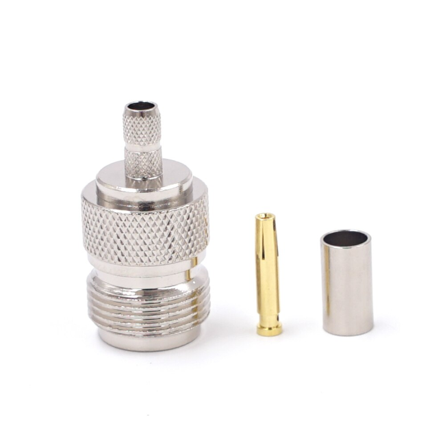 Разъем N-female под кабель RG58 (N-F111F), обжимной под пайку, 100 шт.