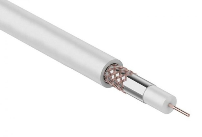 Кабель коаксиальный SAT-703, 75 Ом, омедненный, белый, Netko, 100 метров Кабель коаксиальный SAT-703, 75 Ом, омедненный, белый, Netko, 100 метров