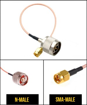 Комплект пигтейлов N-male - SMA-male, кабель RG316, 50 Ом, 15 см, 2 шт