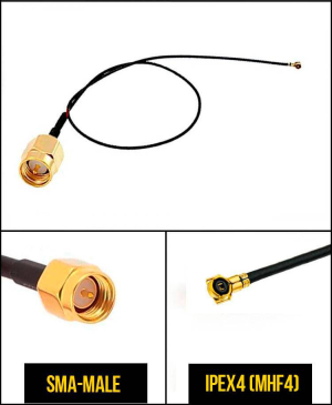 Комплект пигтейлов SMA-male - IPEX4 (MHF4), кабель RF1.13, 50 Ом, 15 см, 2 шт