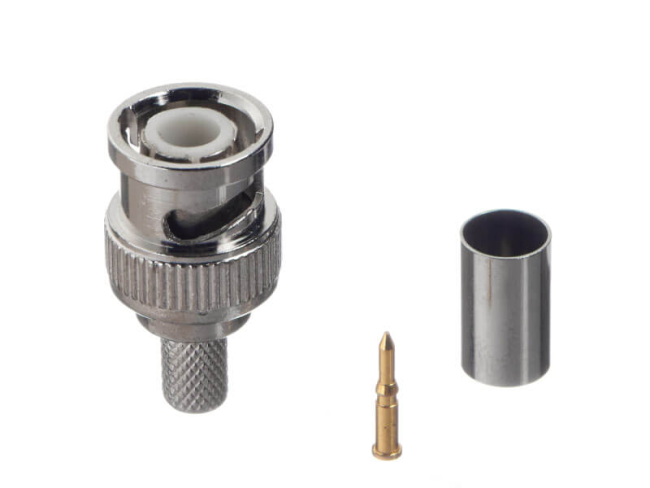 Разъем BNC-male под кабель 5D-FB, медная жила, 50 Ом, обжимной под пайку, 50 шт