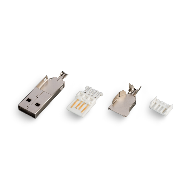 Разъем USB2.0(male) type A, на кабель, USBA-SP (DS1107-WNO), 5 шт