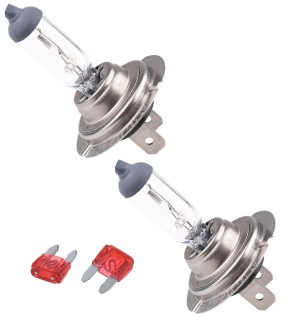 Набор "Головной свет" Лампа галогенная LYNXAUTO H7 12V 55W PX26D (Комплект - 2шт.) + Предохранители "мини" (10А) - 2шт.