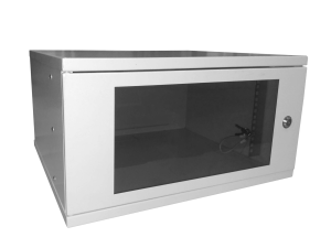 Шкаф настенный 19' 5U серия COMPACT (530х450х279), передняя дверь стекло, серый, Netko