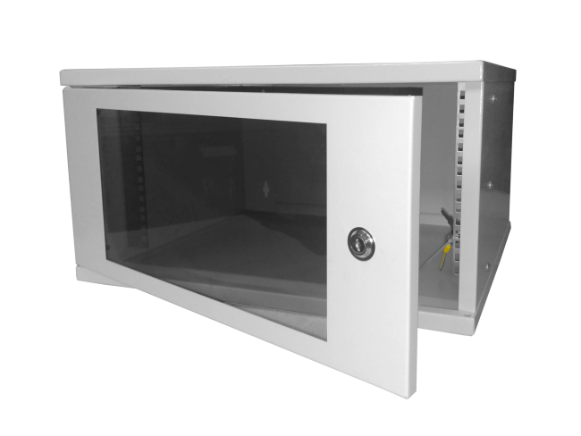 Шкаф настенный 19' 5U серия COMPACT (530х450х279), передняя дверь стекло, серый, Netko Шкаф настенный 19' 5U серия COMPACT (530х450х279), передняя дверь стекло, серый, Netko