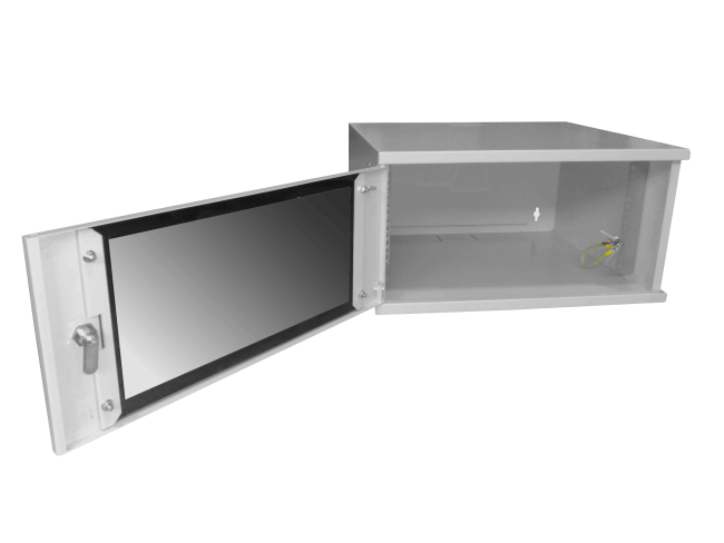 Шкаф настенный 19' 5U серия COMPACT (530х450х279), передняя дверь стекло, серый, Netko Шкаф настенный 19' 5U серия COMPACT (530х450х279), передняя дверь стекло, серый, Netko