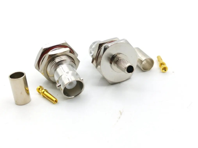 Разъем BNC-female под кабель 5D-FB (LMR-300, LMR-240, RG-8X), 50 Ом, обжимной под пайку, 1 шт.